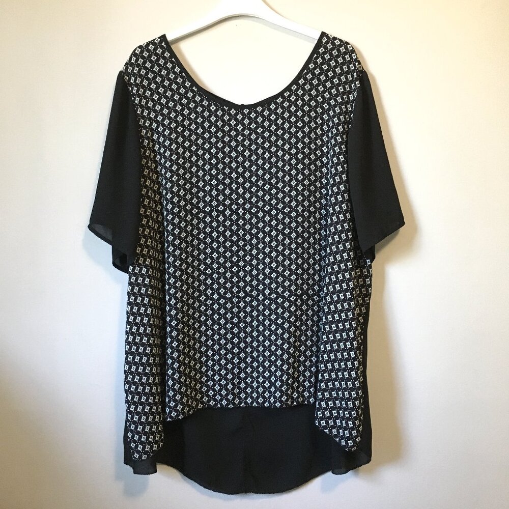 Whimsigoth Mixed Media Chiffon Top 2X-3X